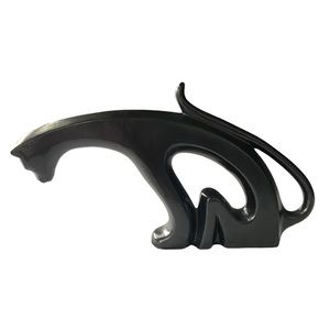 Porceval, ceramic mid century style black feline  Made in Spain